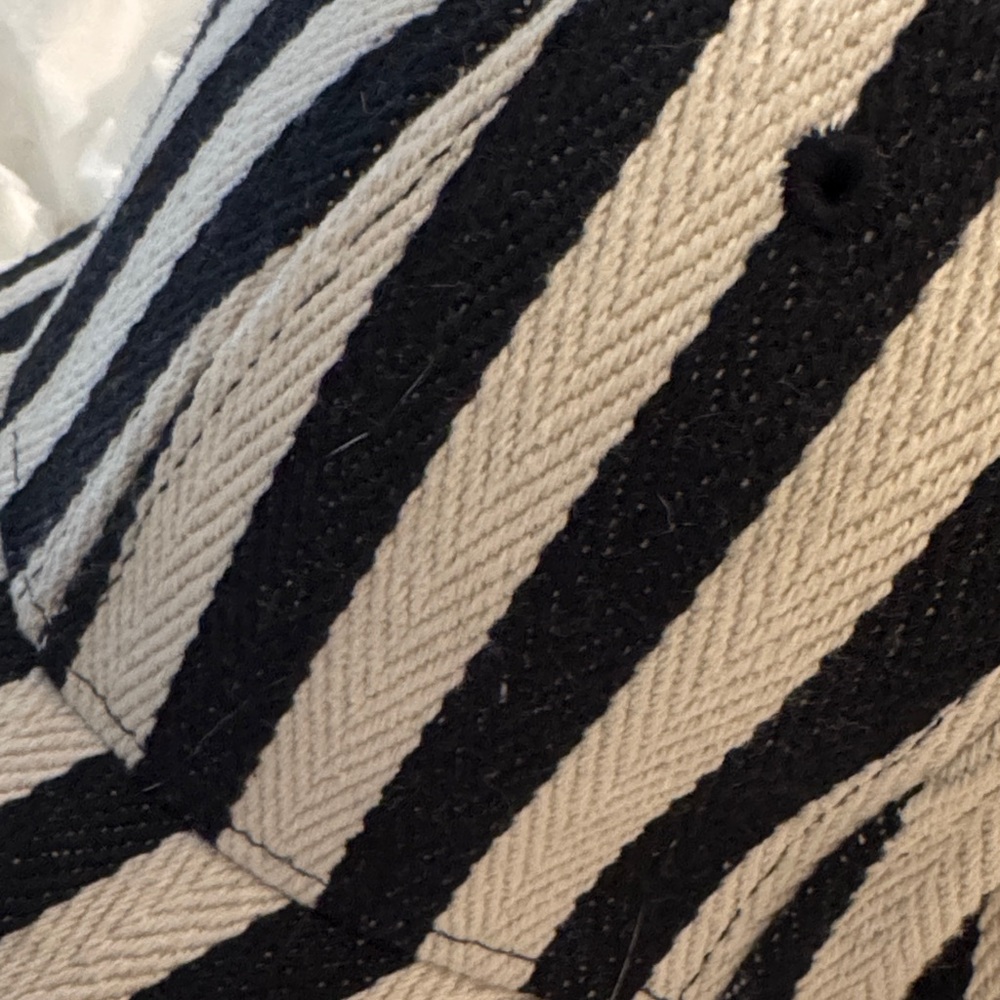 Striped Black and Cream Baseball Cap - Picture 2 of 7
